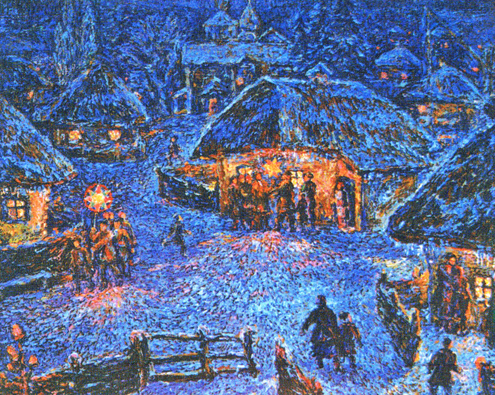 «Колядки в Україні». 1986. Картон, олія